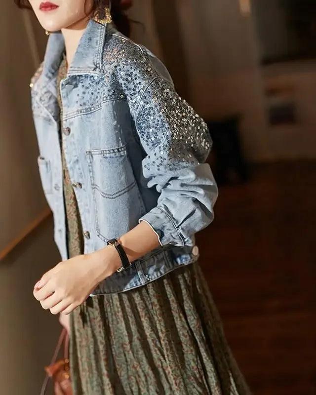 Veste en Jean Pailleté Femme