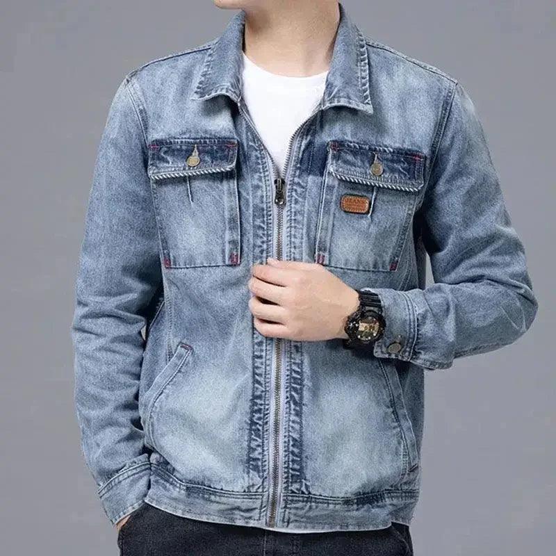 Veste en Jean à Fermeture Éclair Homme