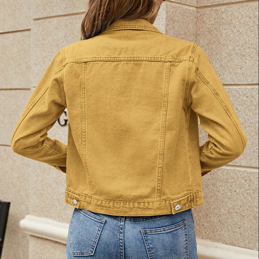 Veste en Jean Jaune Moutarde Femme