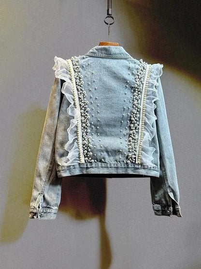 Veste en Jean Dentelle et Perles Femme