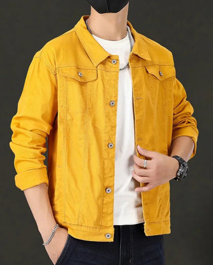 Veste en Jean Jaune Homme Slim