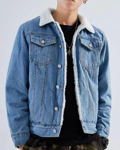 Veste en Jean Avec Fourrure Homme