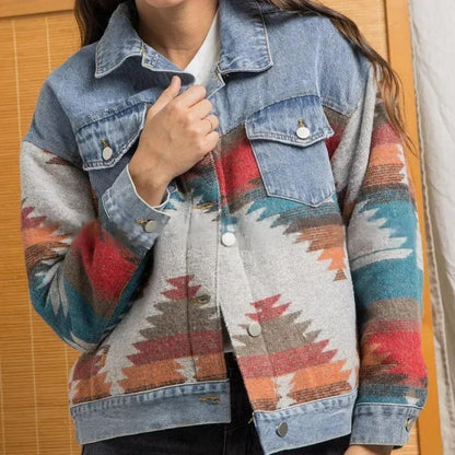 Veste en Jean Bohème Ethnique Femme