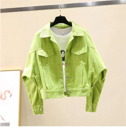 Veste en Jean Vert Fluo Femme