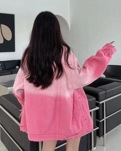 Veste en Jean Femme Oversize Dégradé Rose