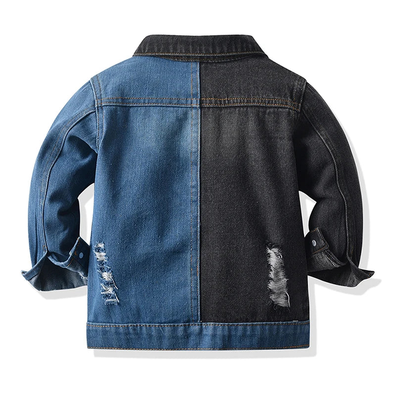 Veste en Jean Bicolore Bleu et Noir Garçon