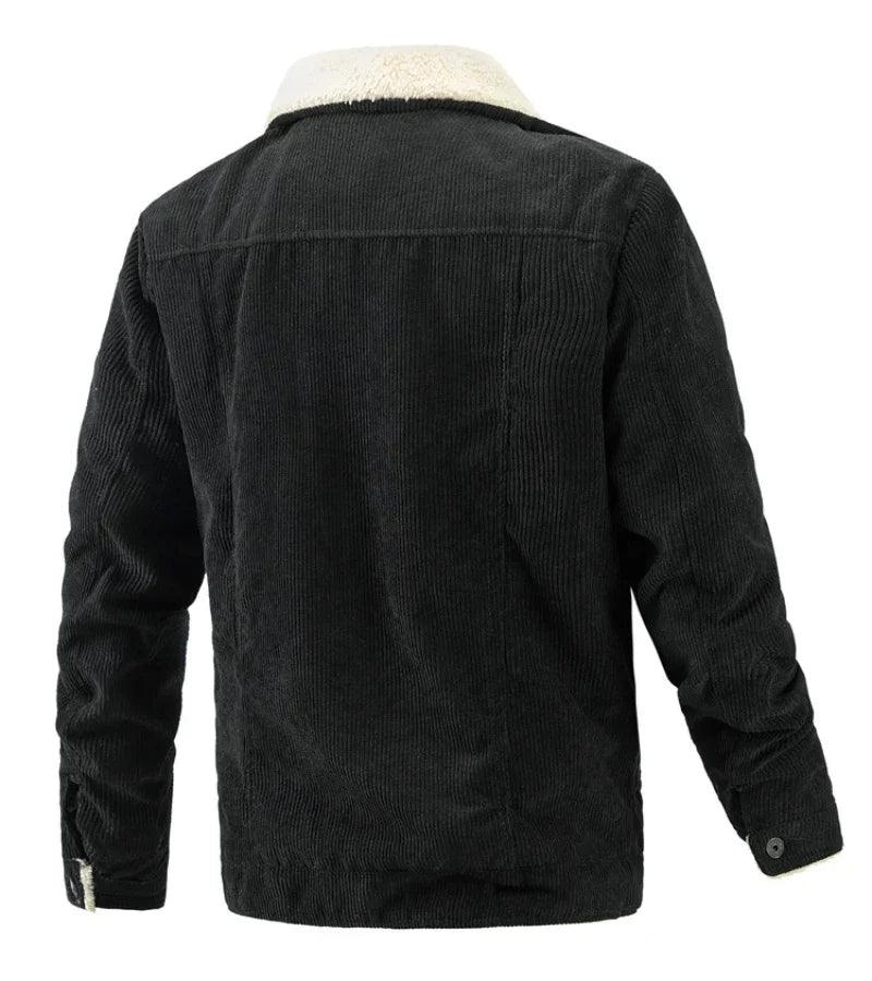 Veste en Jean Noir Col Mouton Homme