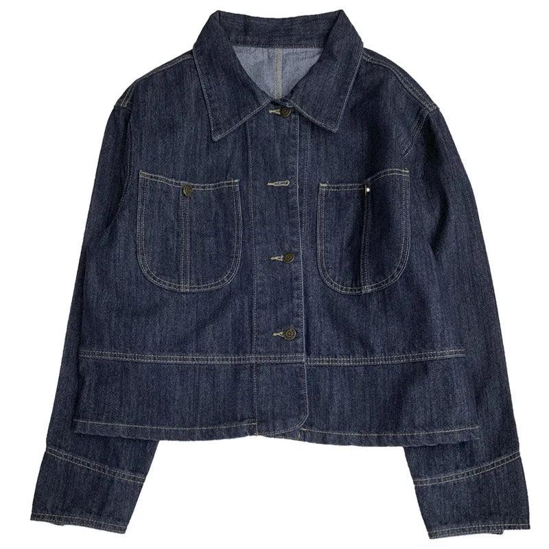 Veste en Jean Bleu Foncé Femme - VestesEnJean