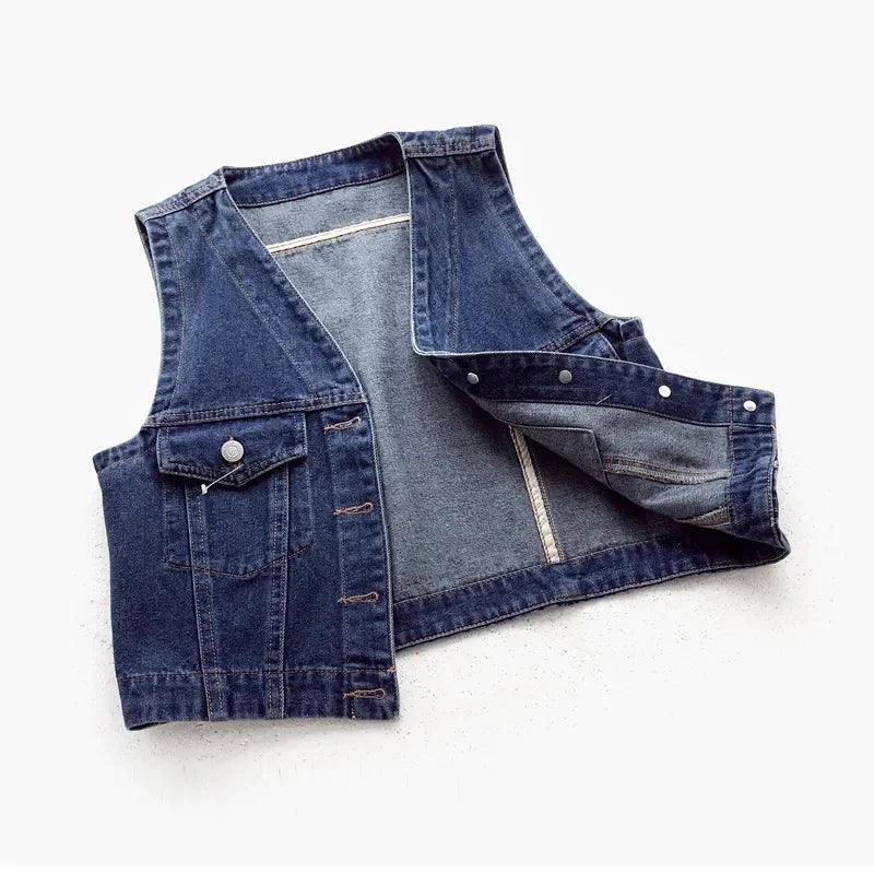 Veste en Jean Courte Sans Manches Femme