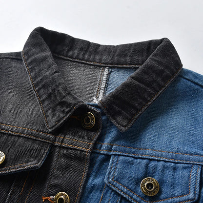 Veste en Jean Bicolore Bleu et Noir Garçon