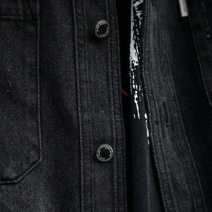 Veste en Jean Noir Oversize Homme