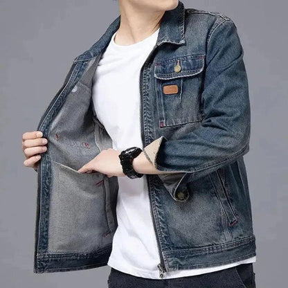 Veste en Jean à Fermeture Éclair Homme