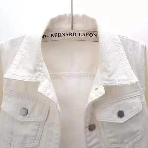 Veste en Jean Blanche Courte Femme