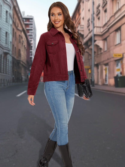 Veste en Jean Bordeaux Femme