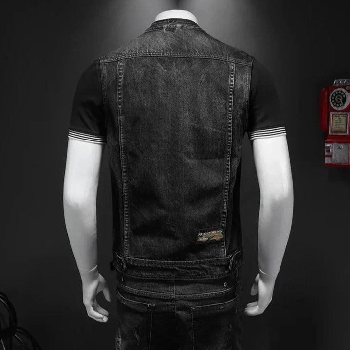 Veste en Jean Noir Sans Manches Homme