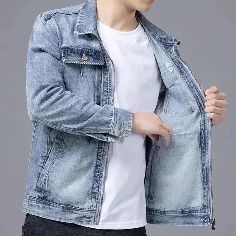 Veste en Jean à Fermeture Éclair Homme