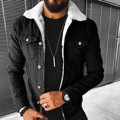 Veste en Jean Noir Moumoute Homme