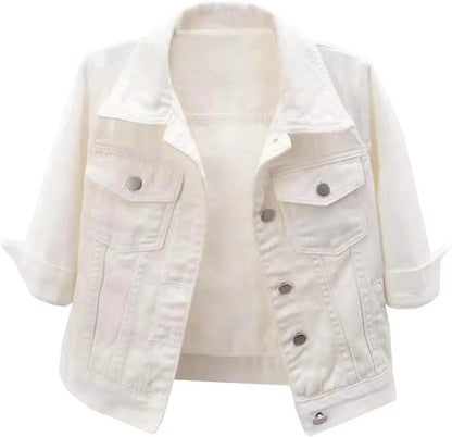 Veste en Jean Blanche Courte Femme