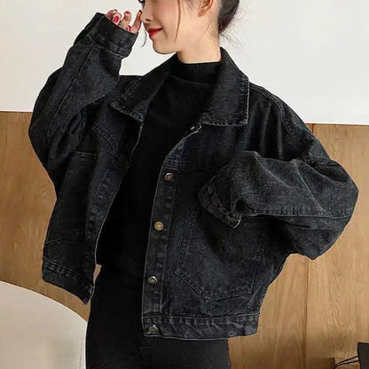 Veste en Jean Noir Délavé Femme