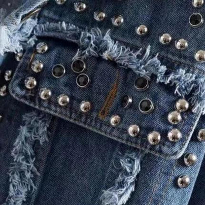 Veste en Jean à Clous Femme