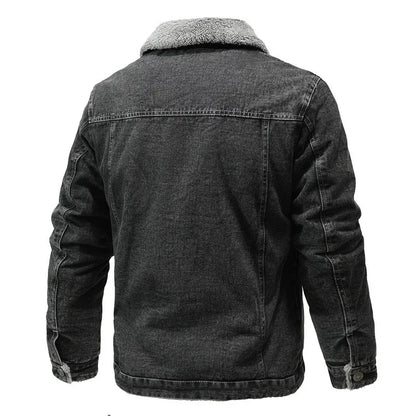 Veste en Jean Noir Fourrée Homme