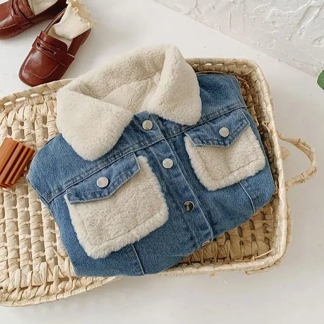 Veste en Jean avec Fourrure Fille