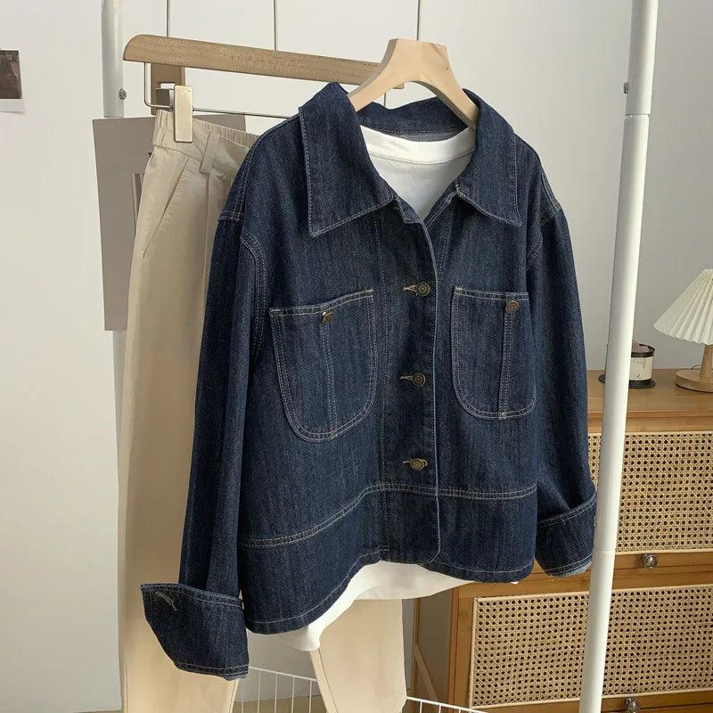 Veste en Jean Bleu Foncé Femme - VestesEnJean