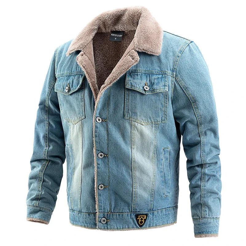 Veste en Jean Col Fourrure Homme