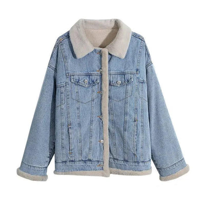 Veste en Jean Col Fourrure femme