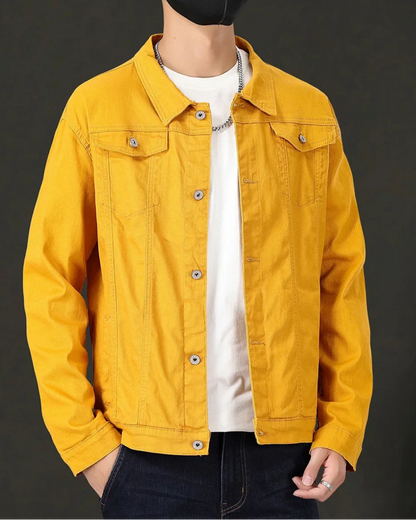 Veste en Jean Jaune Homme Slim