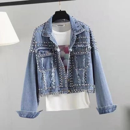 Veste en Jean à Clous Femme