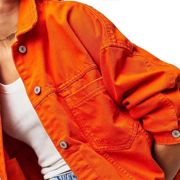 Veste en Jean Orange Fluo Femme