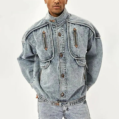 Veste en Jean Homme à Col Montant