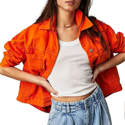 Veste en Jean Orange Fluo Femme