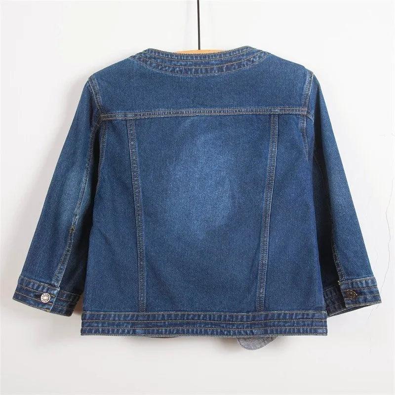 Veste en Jean Courte Femme Sans Col