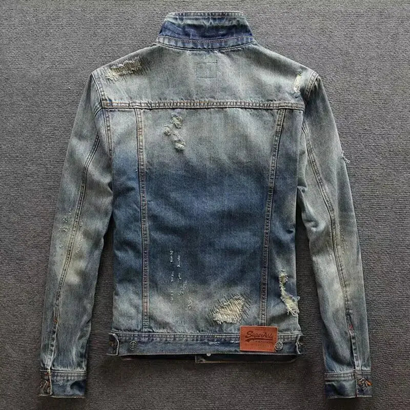 Veste en Jean à Trous Homme