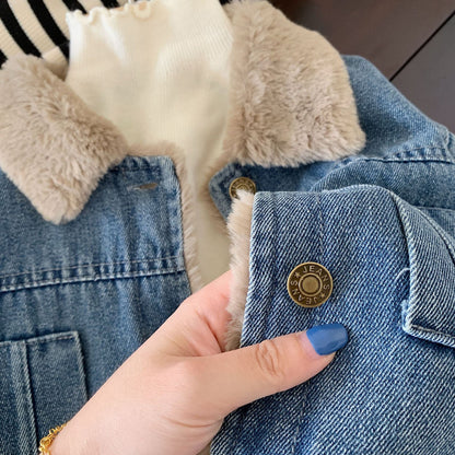 Veste en Jean avec Moumoute Fille