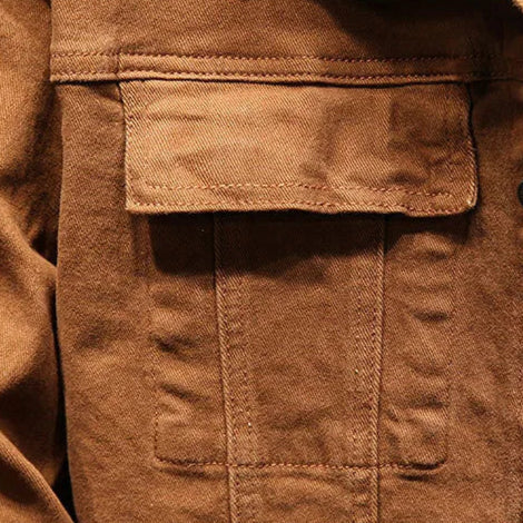 Veste en Jean Marron Caramel Homme