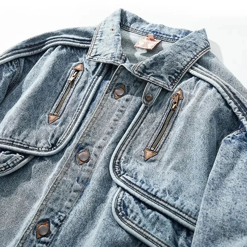 Veste en Jean Homme à Col Montant