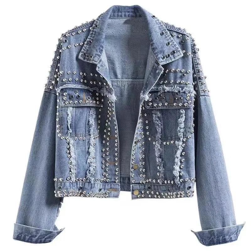 Veste en Jean à Clous Femme