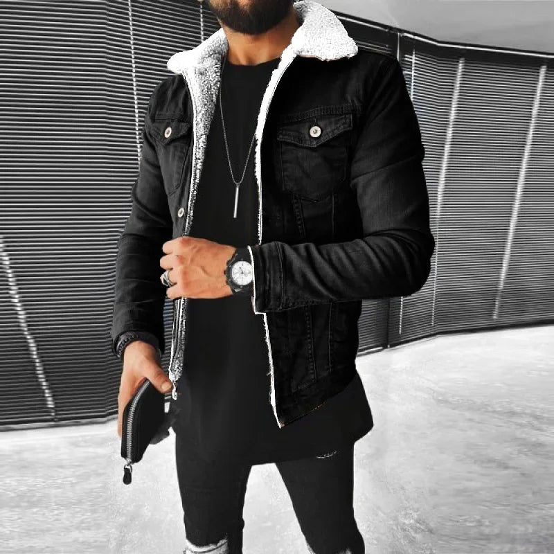 Veste en Jean Noir Moumoute Homme