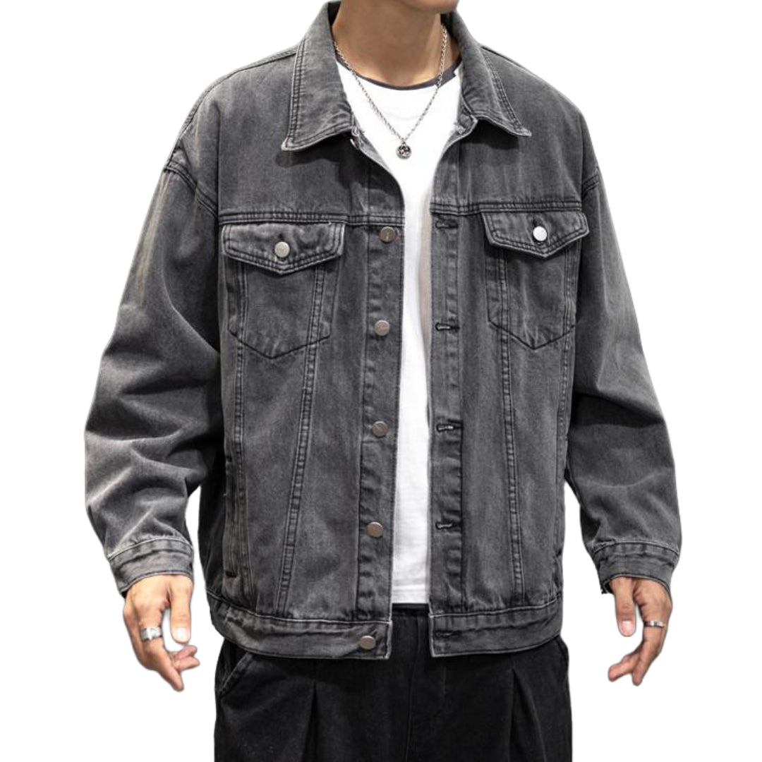 Veste en Jean Grise Homme à Boutons