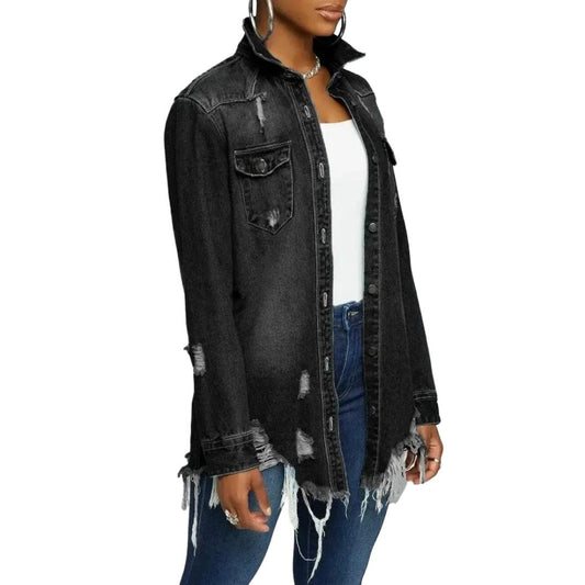 Veste en Jean Noir Destroy Femme