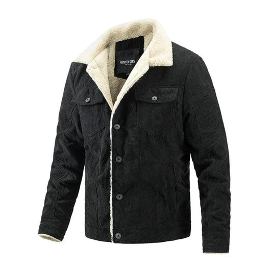 Veste en Jean Noir Col Mouton Homme