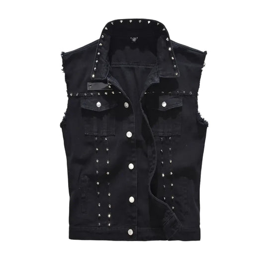 Veste en Jean Sans Manche Homme Rock