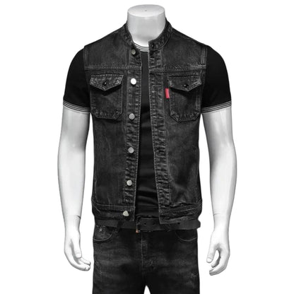 Veste en Jean Noir Sans Manches Homme