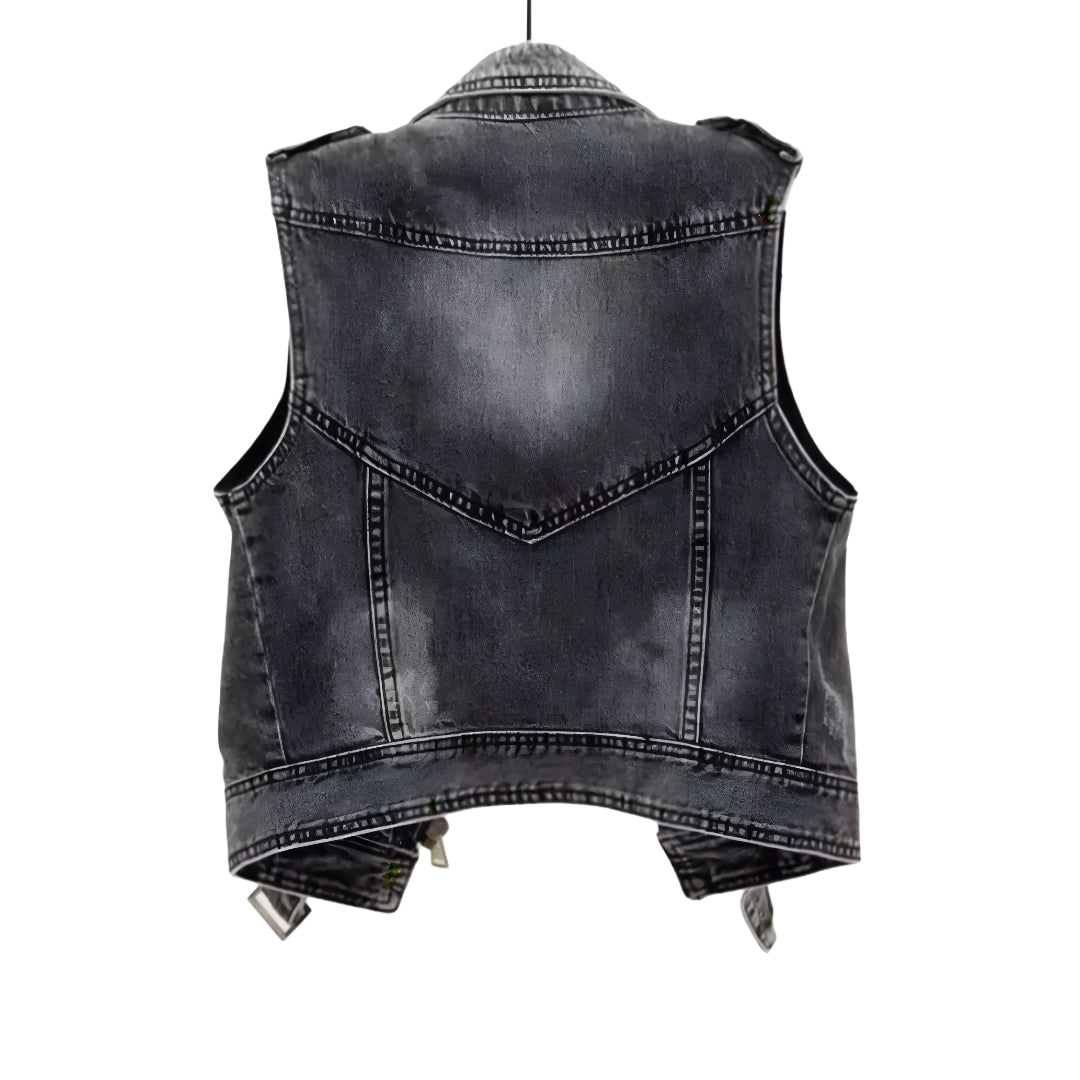 Veste en Jean Grise Sans Manches Femme