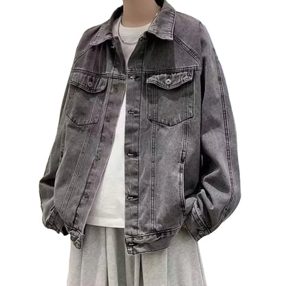 Veste en Jean Grise Homme à Boutons