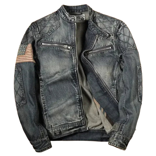 Veste en Jean Grise Biker USA Homme