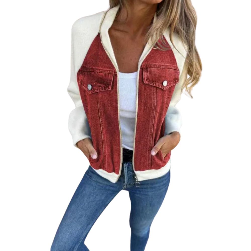 veste-en-jean-bimatiere-gilet-femme-rouge